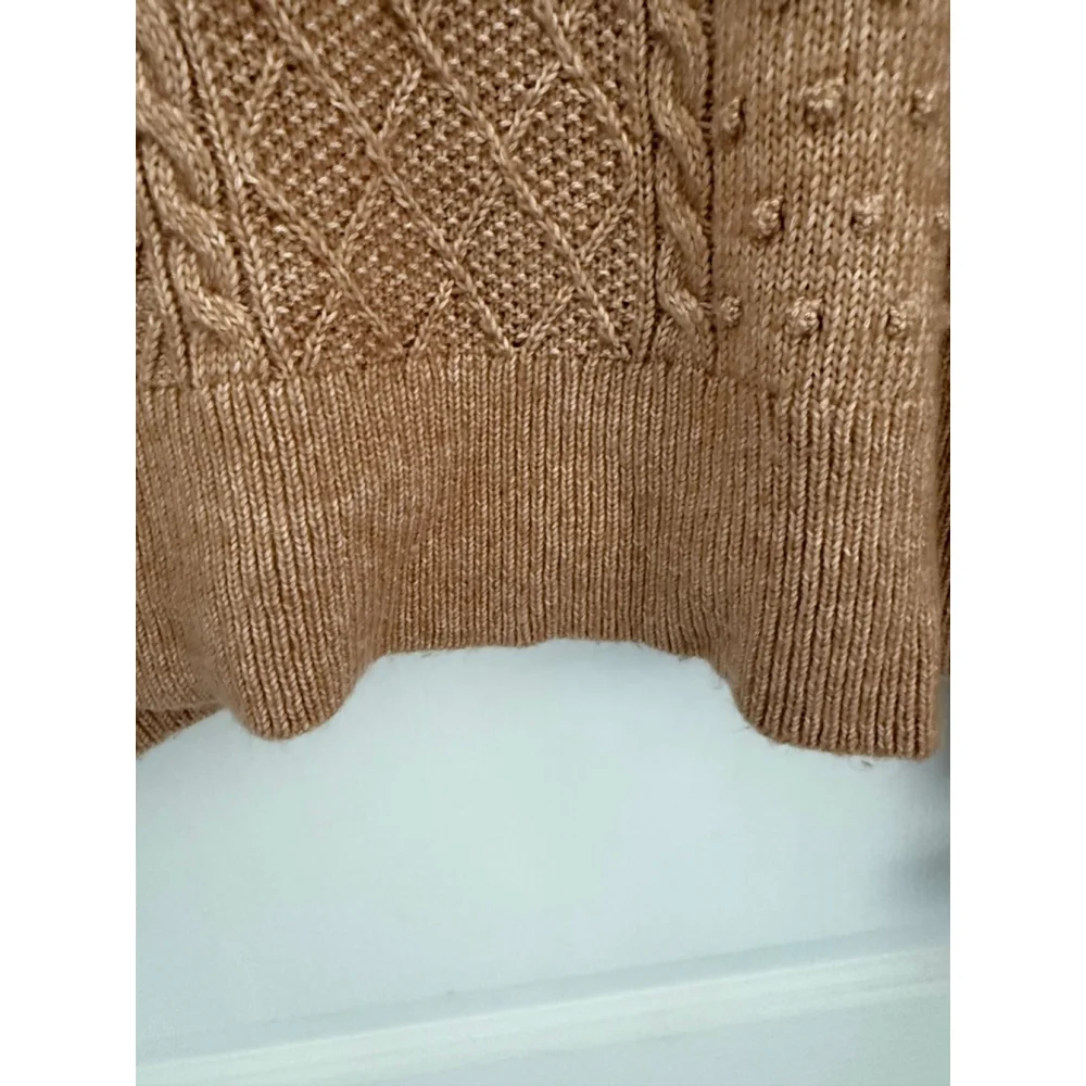 Women's Ann Taylor Brown Cable Knit Hoodie Sweater XXL
